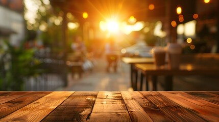 Coffee Shop Table in Golden Hour