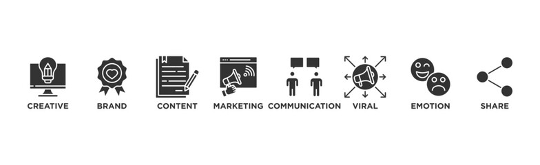 Storytelling banner web icon vector illustration concept with icon of creative, brand, content, marketing, communication, viral, emotion, and share