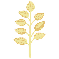 Golden leaf floral stem bunch tree vector decoration can change color