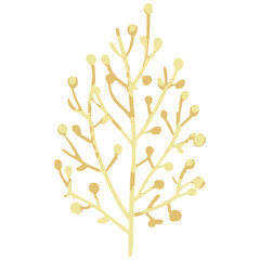 Golden leaf floral stem bunch tree vector decoration can change color