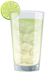 Vector graphic of iced lime beverage in glass