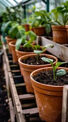 seedlings in a greenhouse