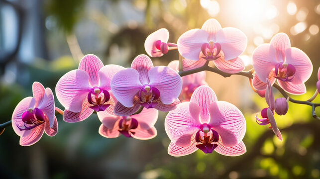 Closeup of a blooming pink butterfly orchid