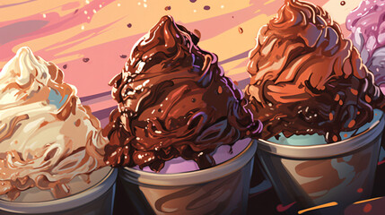Closeup of Delicious ice cream gelato chocolate flavor