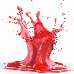 Red liquid splashing  isolated on a white background 