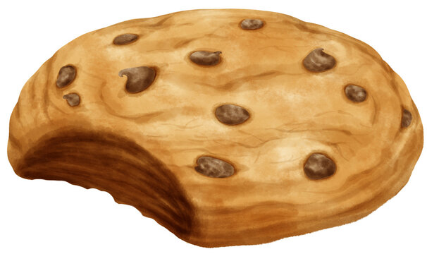 Watercolor chocolate chip cookies illustration