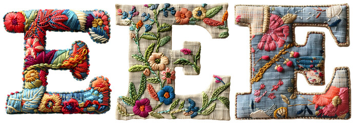 Stitched Letter E Artwork Unique Embroidery