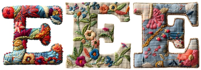 Stitched Letter E Artwork Unique Embroidery