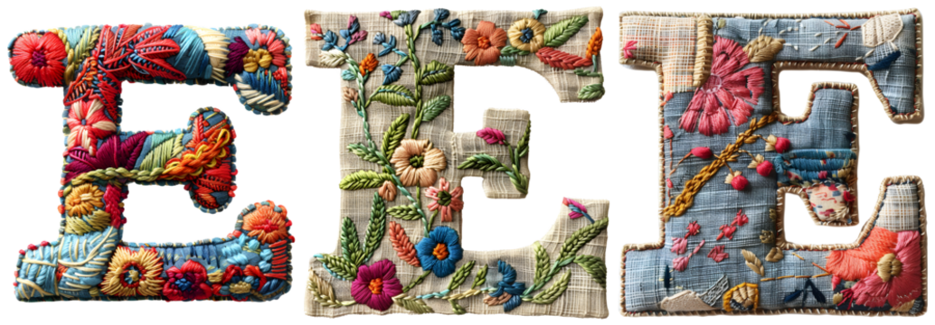 Stitched Letter E Artwork Unique Embroidery