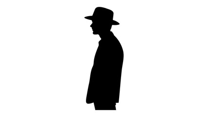 person in hat silhouette, shape, vector, illustration