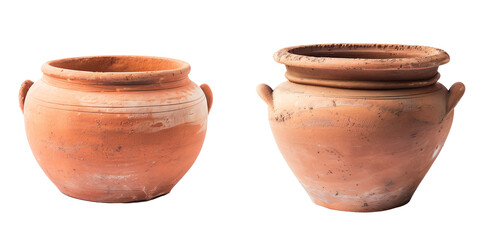 Set of clay pot isolated on transparent background