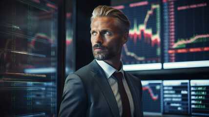 Fototapeta premium Portrait professional businessman in stock market