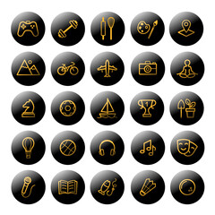 Travel, Hobbies icons Set vector Background