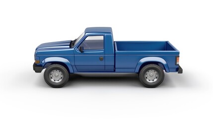 realistic blue pickup truck on isolated white background. Transport and transportation concept - obrazy, fototapety, plakaty