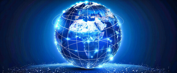 Global network and earth technology concept with digital connectivity and communication elements in a worldwide setting