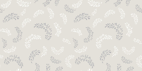 Monochrome light seamless pattern with abstract branches in tiny shapes drops, spots, dots. Vector hand draw sketch. Simple minimalist background patterned. Collage for designs © incarnadine