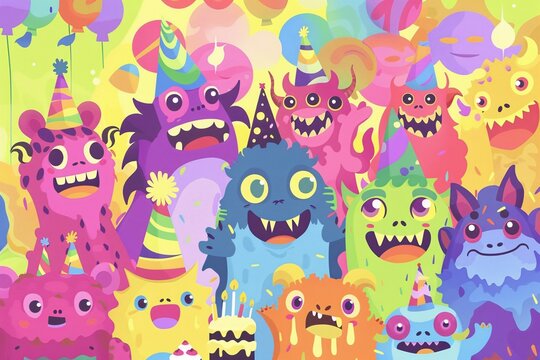 Colorful Monster Party A Celebration of Creativity and Unique Designs Generative AI