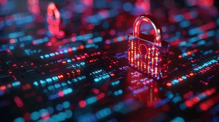 Deurstickers Cybersecurity measures and encryption standards to protect sensitive data © Media Srock