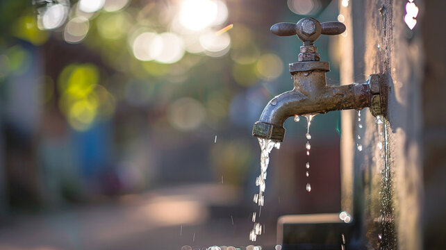 water dripping from a tap in village