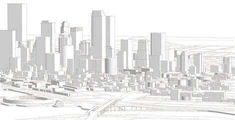 modern city panorama 3d illustration