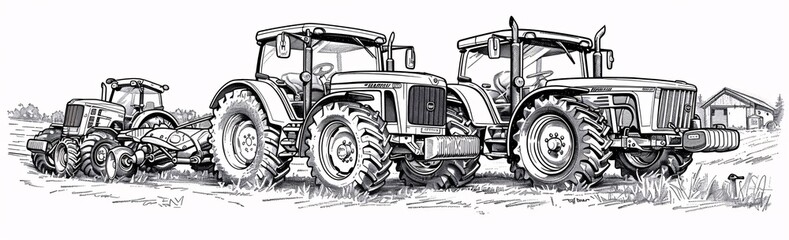 Tractor Tales Two Farm Machines Side by Side Generative AI