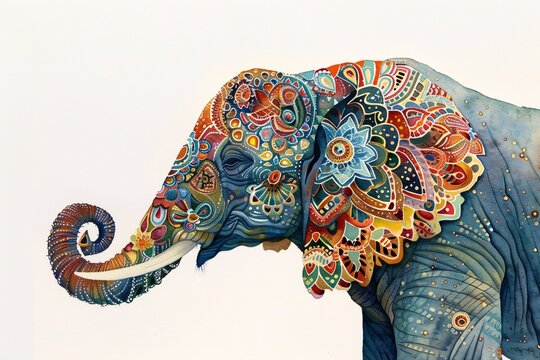 Flower Power A Vibrant Elephant Painting for the Month of Love Generative AI