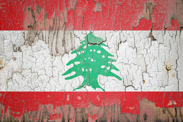 Lebanon flag painted on the cracked wall