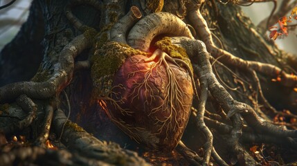 Rooted Love: Earth's Heartbeat – A Symbolic Connection to Nature's Preservation and Harmony