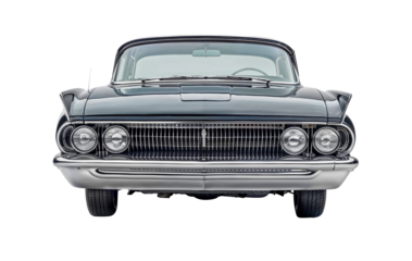 Vintage Classic Car Front View with Chrome Detailing on Transparent Background