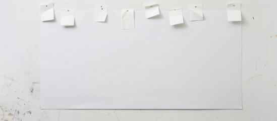 A grey rectangle white board with sticky notes in monochrome color scheme hangs on a white wall. The event details are written in font on paper