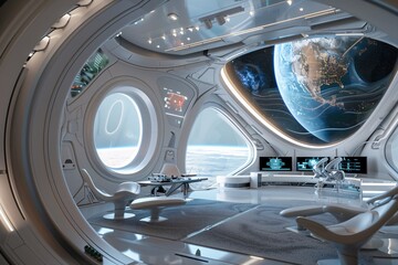 A Futuristic Space Station with a 360-degree View of the Universe Generative AI