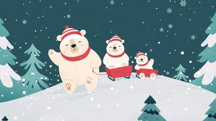 Holiday Happiness A Family of Bears Celebrating Christmas Generative AI