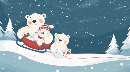 Winter Wonderland A Cozy Ride with Teddy Bears Generative AI