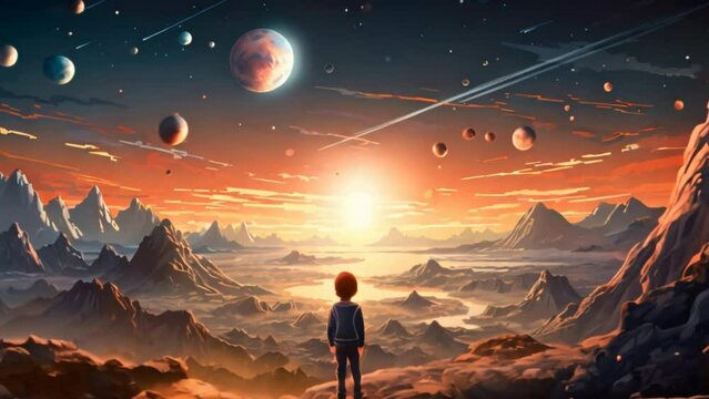 children's illustration space space landscape