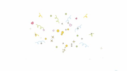 Confetti explosion line 2D animation. Surprise birthday party flat color cartoon 4K video, alpha channel. Event celebrate. Serpentine greeting. Sparkles hearts burst animated item on white background - Powered by Adobe