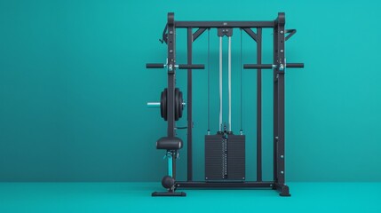 Gym equipment set up against a lush green wall, creating a serene and motivating workout environment