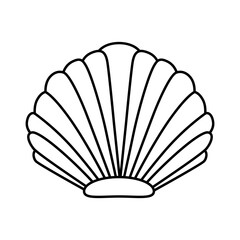 Seashell shell icon. Scallop shellfish or seafood. Vector illustration
