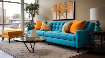 Add a pop of color with accent pillows or a rug