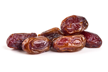 Raw Organic Medjool Dates, isolated on white background.