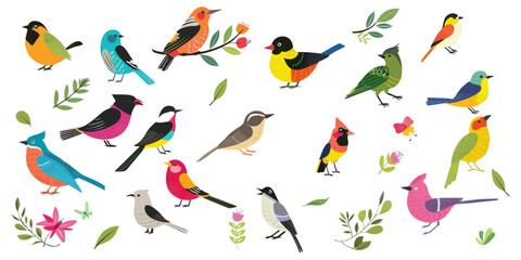 Fototapeta premium Illustration of a beautiful cute bird on a white background.