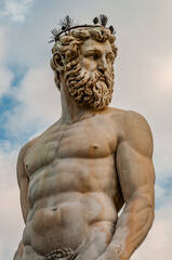 Florence, Tuscany. The Fountain of Neptune, also called Fountain of Piazza or Biancone