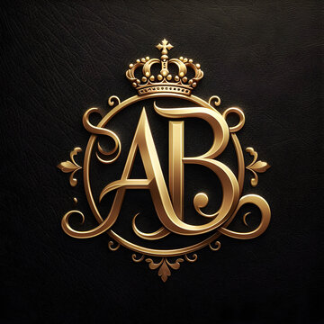 AB Name Golden Logo With Black Background.