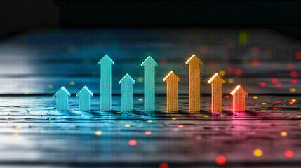 Financial success and growth, represented by upward trending charts and diagrams in a professional business context
