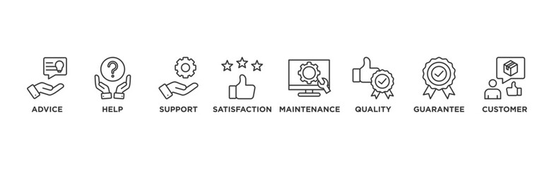 After sales service banner web icon vector illustration concept with icon of advice, help, support, satisfaction, maintenance, quality, guarantee, customer	