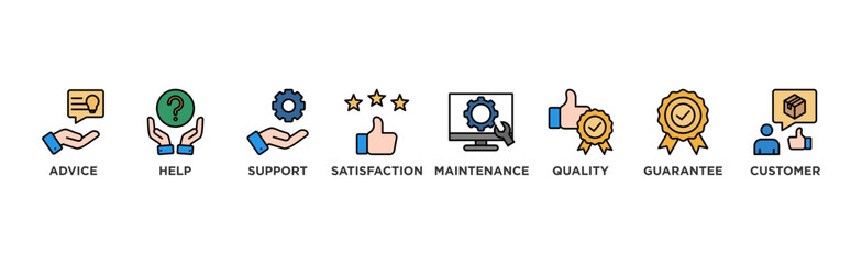 After sales service banner web icon vector illustration concept with icon of advice, help, support, satisfaction, maintenance, quality, guarantee, customer	