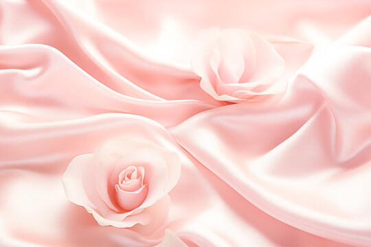 Pink roses on a delicate silk fabric.