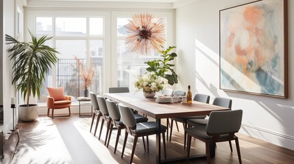 Add a statement piece of art to a dining room