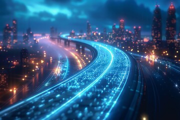 The flow of digital information is in the form of a highway. To future abstract technology concept - Powered by Adobe