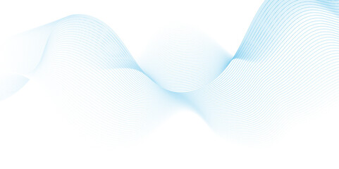 Abstract blue blend digital wave lines and technology transparent background. Minimal carve wavy white and blue flowing wave lines and glowing moving lines. Futuristic sound wave lines background.