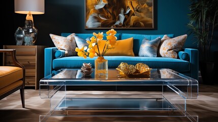 Add a statement piece of furniture with a unique material like lucite or acrylic